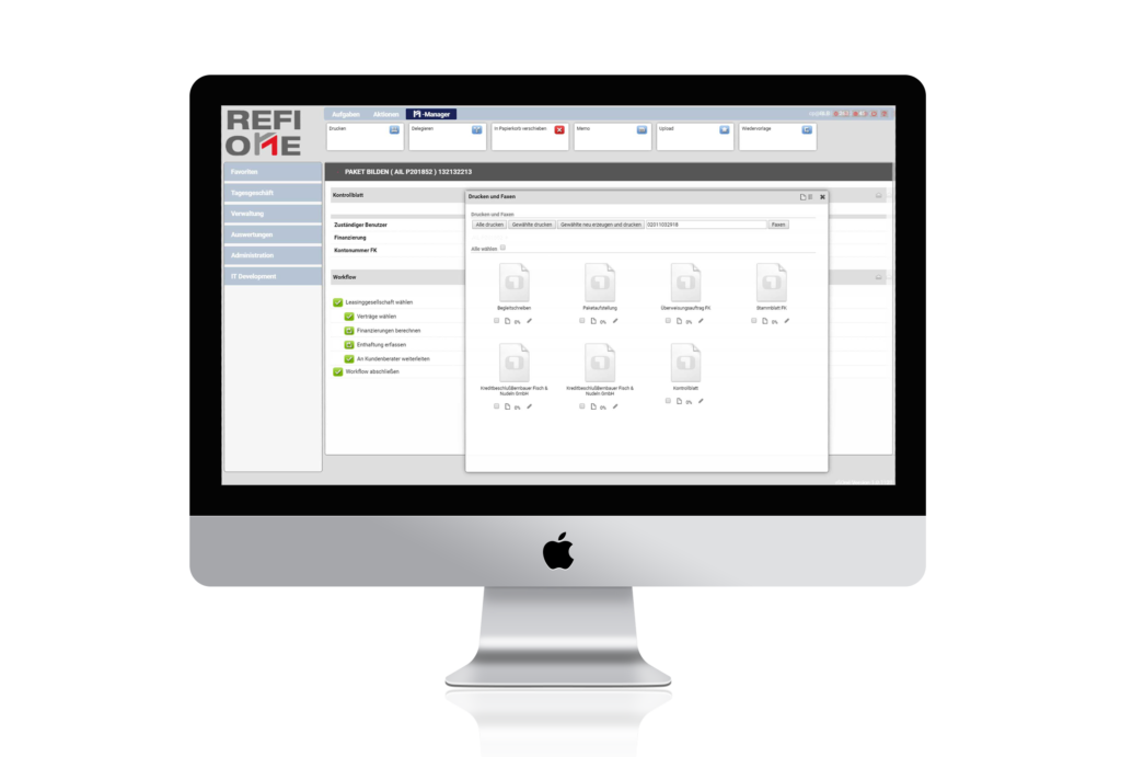 Ansicht von RefiOne der cloud-basierten Leasingsoftware für Refibanken